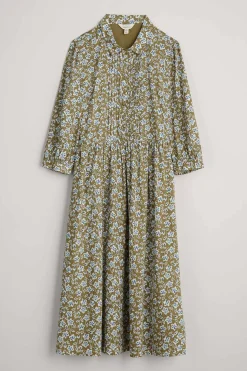 Seasalt Cornwall Dresses<3/4 True Letter Dress Naive Carving Fern Moss