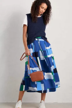 Seasalt Cornwall Skirts<Allantide Midi Skirt Francis Collage Blue Jay