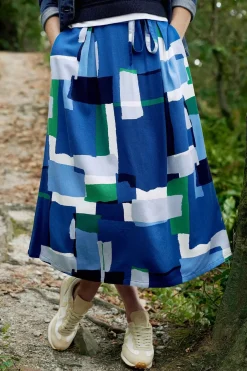 Seasalt Cornwall Skirts<Allantide Midi Skirt Francis Collage Blue Jay