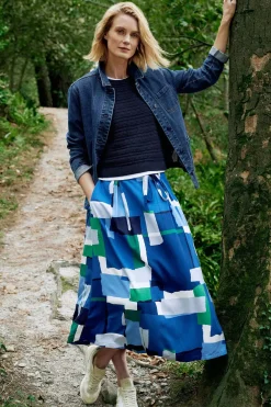 Seasalt Cornwall Skirts<Allantide Midi Skirt Francis Collage Blue Jay