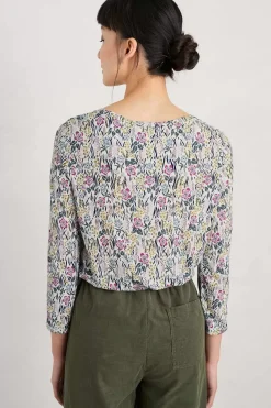 Seasalt Cornwall Tops<Appletree 3/4 Sleeve Top Floral Moor Chalk