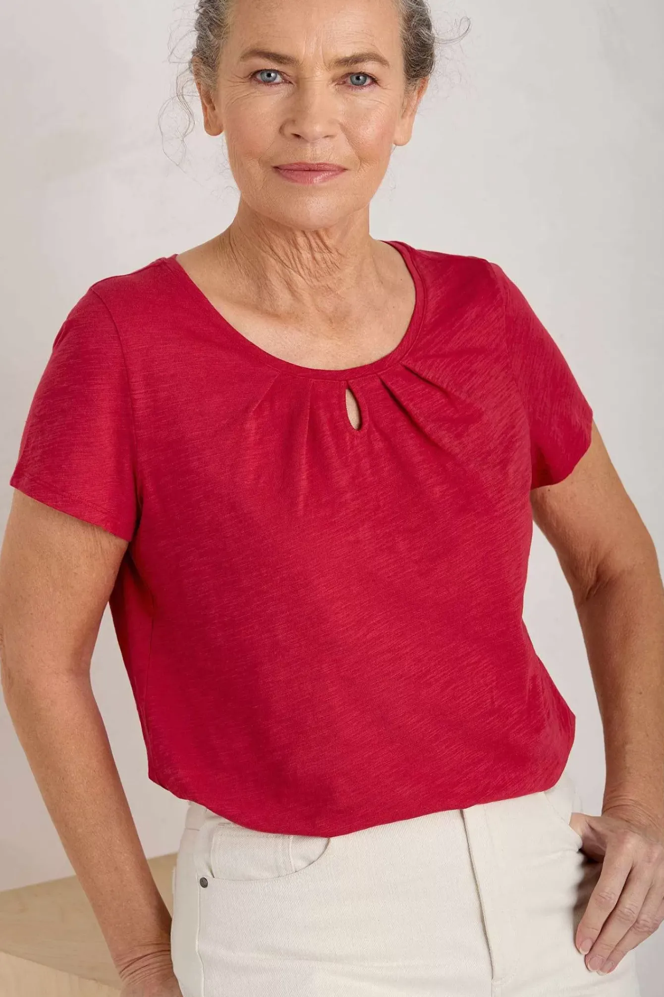 Seasalt Cornwall Tops<Appletree Keyhole Detail T-Shirt (Gots) Sedum