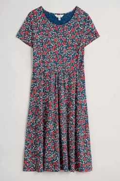 Seasalt Cornwall Dresses<April Short Sleeve Dress Reed Flower Raincloud