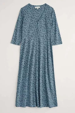 Seasalt Cornwall Dresses<Ava Jersey V-Neck Dress Ditsy Sketch Enamel