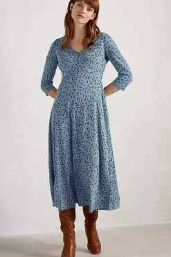 Seasalt Cornwall Dresses<Ava Jersey V-Neck Dress Ditsy Sketch Enamel