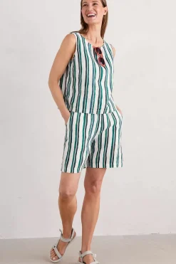 Seasalt Cornwall Trousers & Shorts<Aviso Printed Linen Shorts River Stripe Chalk