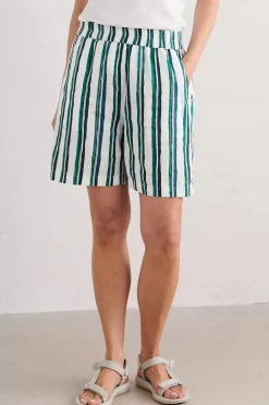 Seasalt Cornwall Trousers & Shorts<Aviso Printed Linen Shorts River Stripe Chalk