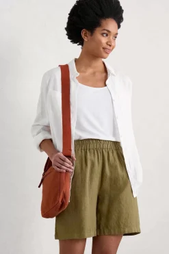 Seasalt Cornwall Trousers & Shorts<Aviso Wide Leg Linen Shorts Fern Moss