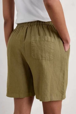 Seasalt Cornwall Trousers & Shorts<Aviso Wide Leg Linen Shorts Fern Moss