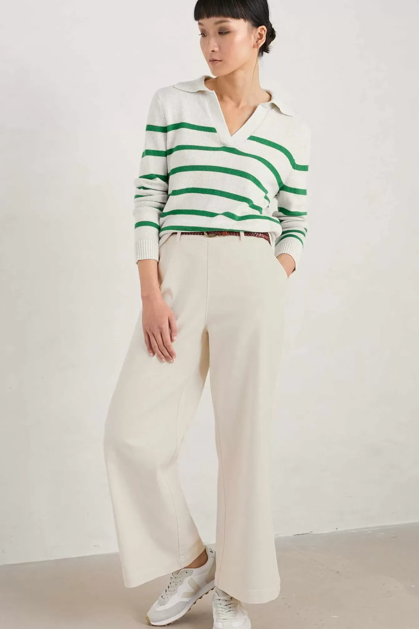 Seasalt Cornwall Knitwear<Barbizan Long Sleeve Collared Jumper Veneer Ecru Island