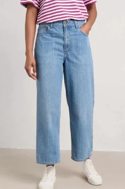 Seasalt Cornwall Trousers & Shorts<Barnes Organic Cotton Denim Crops Light Wash