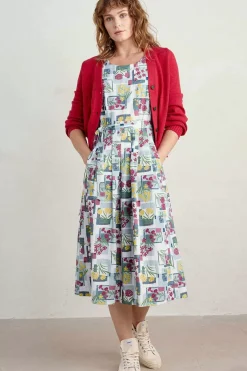 Seasalt Cornwall Dresses<Belle Fit-And-Flare Midi Dress Floral Postcards Chalk