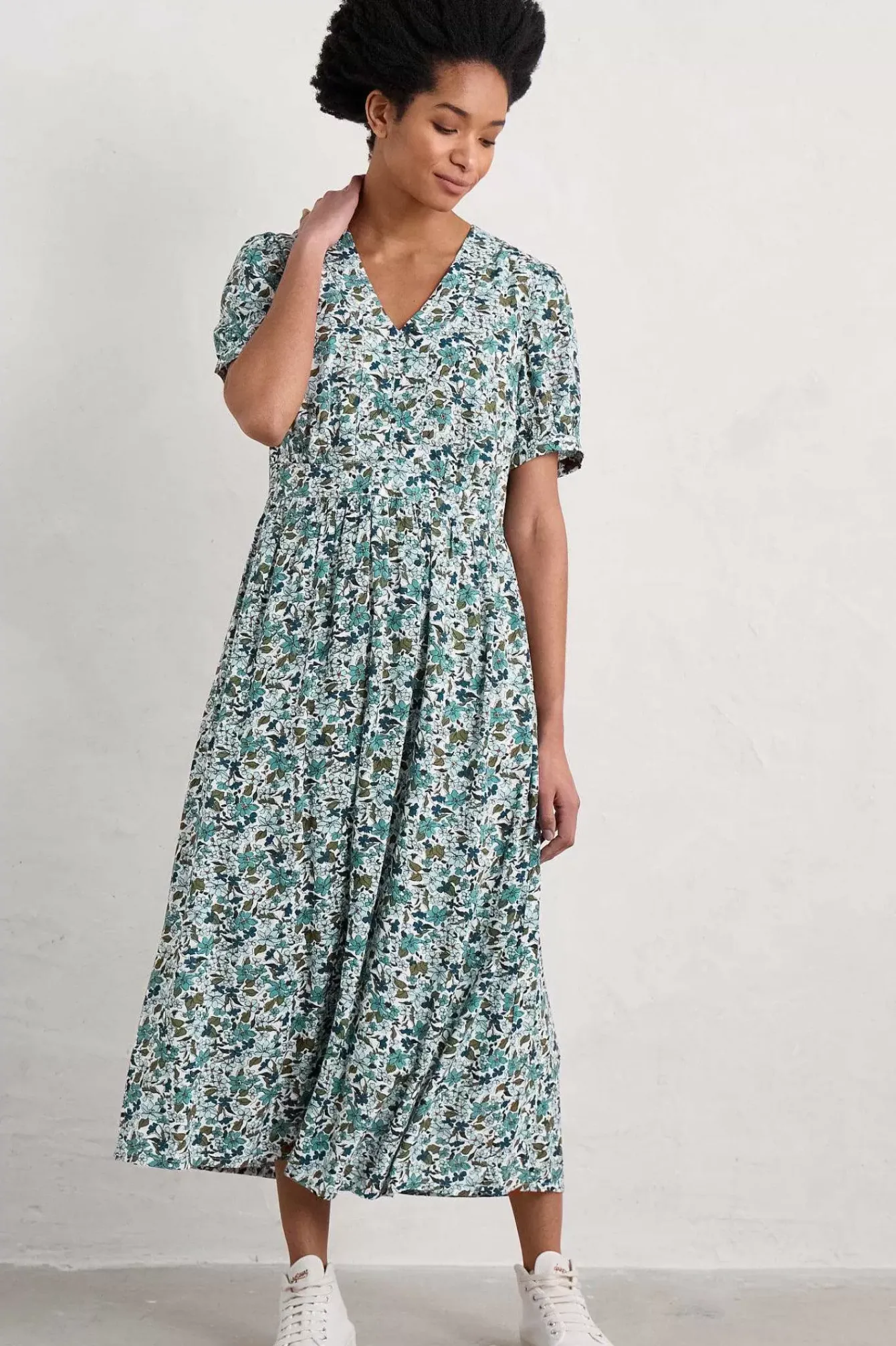 Seasalt Cornwall Dresses<Birch Leaf Midaxi Tea Dress Anemone Vintage Reflection