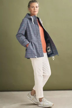 Seasalt Cornwall Coats & Jackets<Blue Depth Waterproof Jacket Skipper Chambray Check