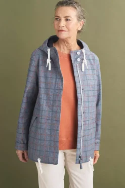 Seasalt Cornwall Coats & Jackets<Blue Depth Waterproof Jacket Skipper Chambray Check