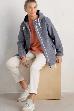 Seasalt Cornwall Coats & Jackets<Blue Depth Waterproof Jacket Skipper Chambray Check