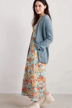 Seasalt Cornwall Dresses<Blue Hills Border V-Neck Floral Dress Flowering Blooms Chalk