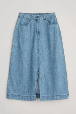 Seasalt Cornwall Skirts<Bowline Denim Midi Skirt Light Wash Rain Slub