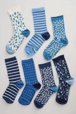 Seasalt Cornwall Socks & Tights<Box Of 7 Women's Blueprint Socks Cliff Mist Mix