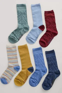 Seasalt Cornwall Socks & Tights<Box Of 7 Women's Sailor Socks Burranet Mix