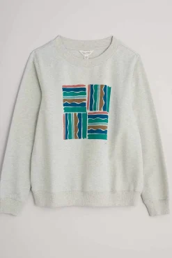 Seasalt Cornwall Tops<Bright Wave Printed Organic Cotton Sweatshirt Brushstroke Stamp Chalk