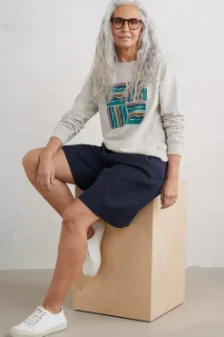 Seasalt Cornwall Tops<Bright Wave Printed Organic Cotton Sweatshirt Brushstroke Stamp Chalk
