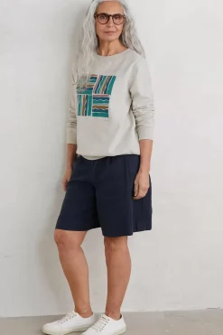 Seasalt Cornwall Tops<Bright Wave Printed Organic Cotton Sweatshirt Brushstroke Stamp Chalk