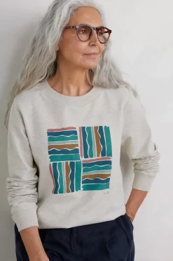 Seasalt Cornwall Tops<Bright Wave Printed Organic Cotton Sweatshirt Brushstroke Stamp Chalk