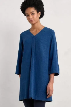 Seasalt Cornwall Tunics<Brittlestar V-Neck Linen Blend Tunic Marine
