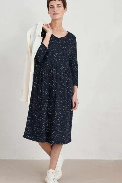 Seasalt Cornwall Dresses<Brush Drawing 3/4 Sleeve Dress Paint Speckles Maritime