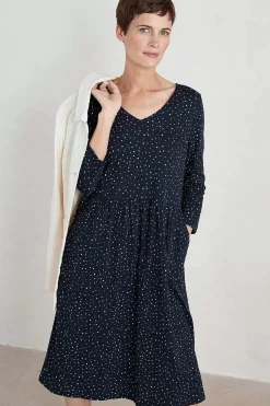 Seasalt Cornwall Dresses<Brush Drawing 3/4 Sleeve Dress Paint Speckles Maritime