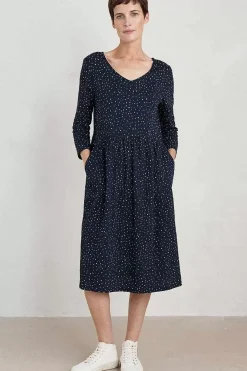 Seasalt Cornwall Dresses<Brush Drawing 3/4 Sleeve Dress Paint Speckles Maritime
