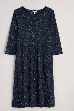 Seasalt Cornwall Dresses<Brush Drawing 3/4 Sleeve Dress Paint Speckles Maritime
