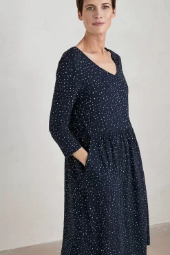 Seasalt Cornwall Dresses<Brush Drawing 3/4 Sleeve Dress Paint Speckles Maritime