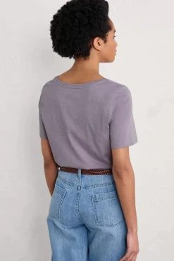 Seasalt Cornwall Tops<Burdock Organic Cotton V-Neck T-Shirt (Gots) Grape Thistle