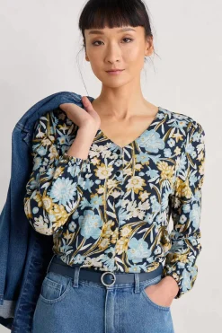 Seasalt Cornwall Tops<Butterflies Jersey Top Floral Terrain Maritime