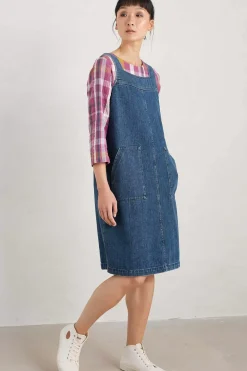Seasalt Cornwall Dresses<Calican Denim Pinafore Dress Mid Wash Grain