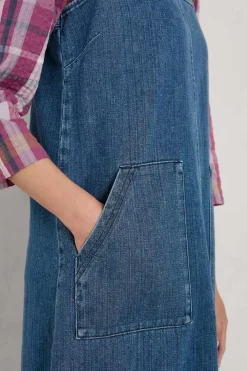 Seasalt Cornwall Dresses<Calican Denim Pinafore Dress Mid Wash Grain