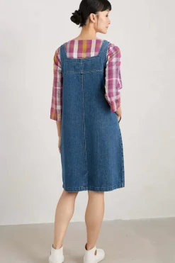 Seasalt Cornwall Dresses<Calican Denim Pinafore Dress Mid Wash Grain