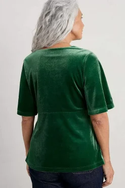 Seasalt Cornwall Tops<Capsule V-Neck Velvet Top Evergreen