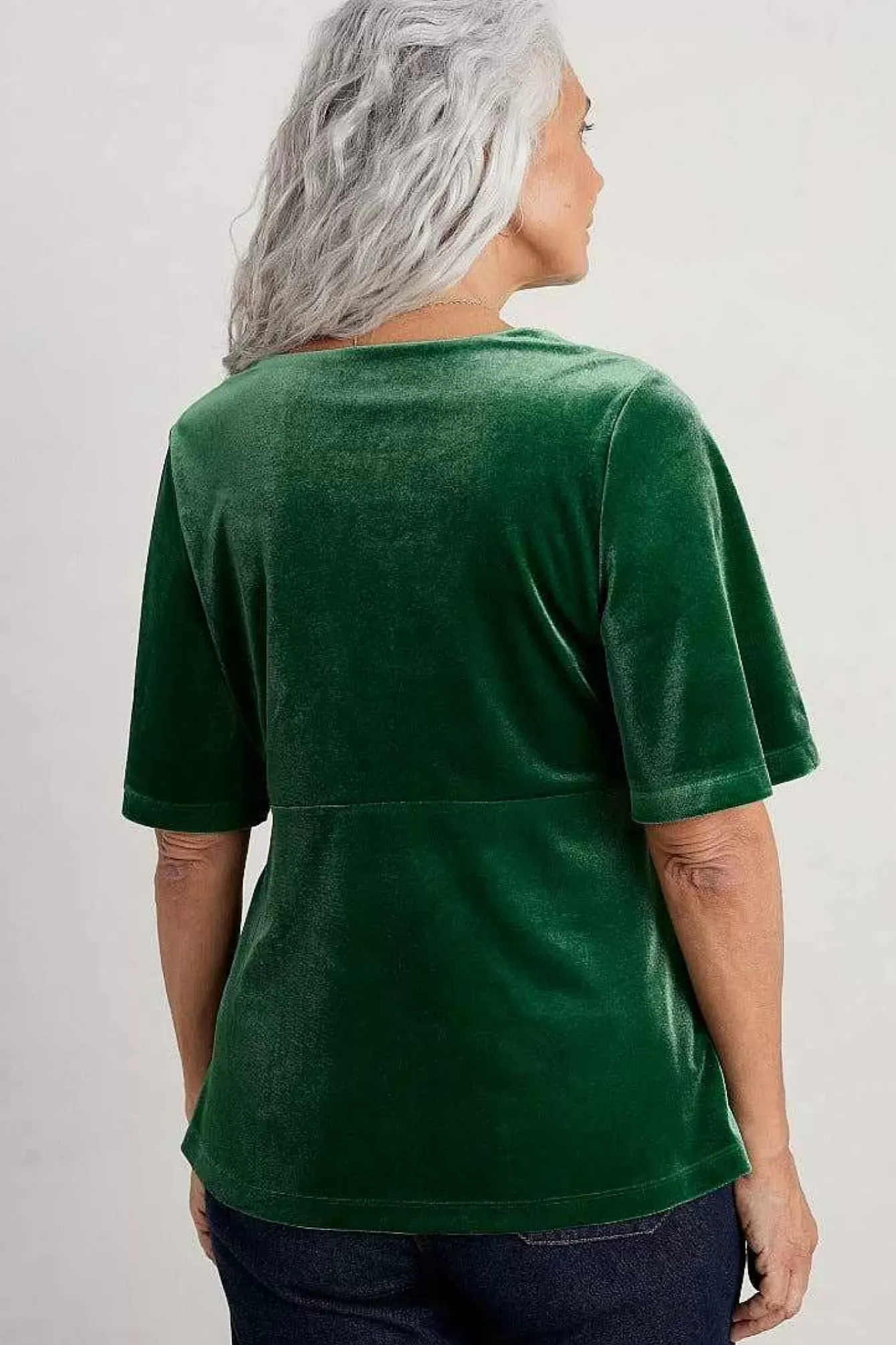 Seasalt Cornwall Tops<Capsule V-Neck Velvet Top Evergreen