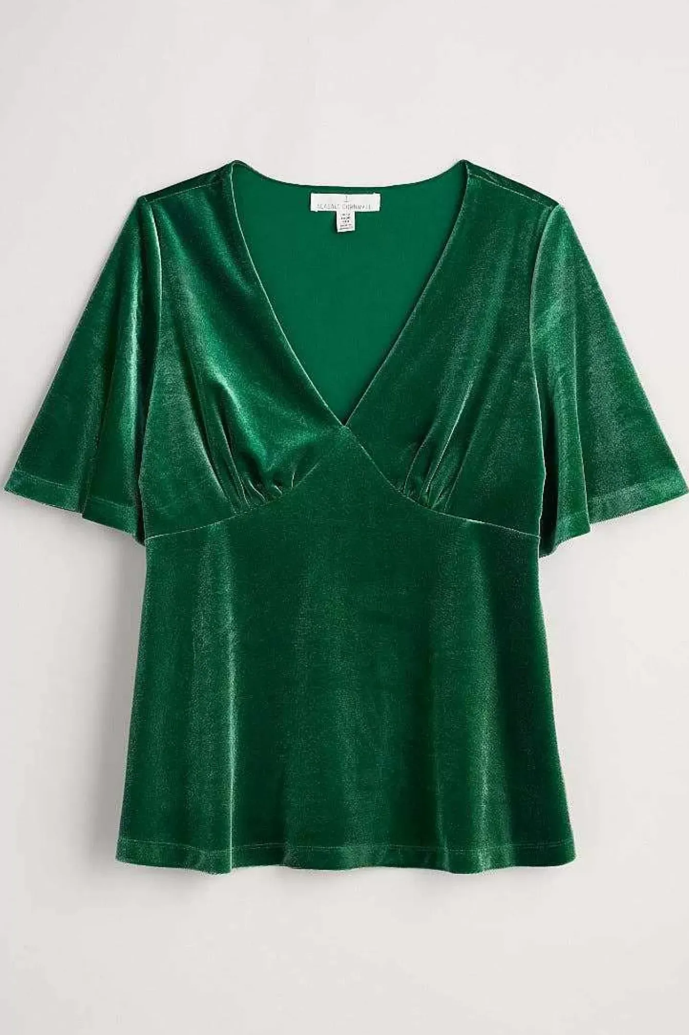 Seasalt Cornwall Tops<Capsule V-Neck Velvet Top Evergreen