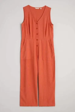 Seasalt Cornwall Trousers & Shorts<Carthew V Neck Linen Blend Jumpsuit Papaya