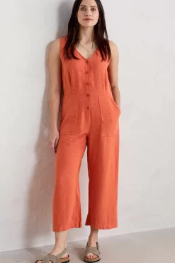 Seasalt Cornwall Trousers & Shorts<Carthew V Neck Linen Blend Jumpsuit Papaya