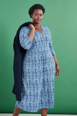Seasalt Cornwall Dresses<Carwynnen Three Quarter Sleeve Dress Wild Woodland Clear Sky