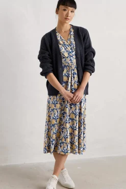 Seasalt Cornwall Dresses<Chapelle 3/4 Sleeve Jersey Dress (Gots) Woodland Garlic Marine
