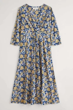 Seasalt Cornwall Dresses<Chapelle 3/4 Sleeve Jersey Dress (Gots) Woodland Garlic Marine