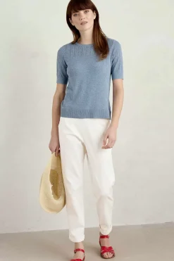 Seasalt Cornwall Knitwear<Chiff Chaff Short Sleeve Knitted Top Blue Fog