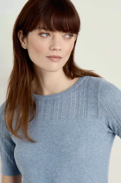 Seasalt Cornwall Knitwear<Chiff Chaff Short Sleeve Knitted Top Blue Fog