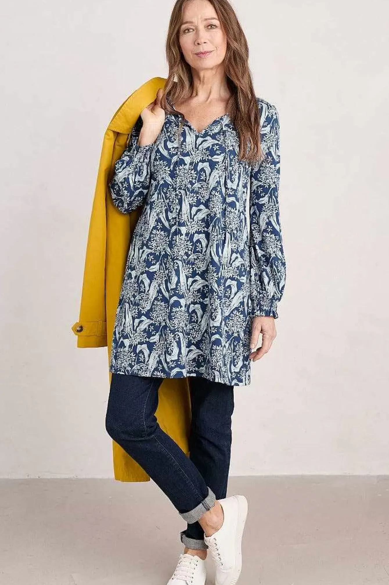 Seasalt Cornwall Tunics<Composition Organic Cotton Jersey Tunic (Gots) Woodland Garlic Marine Chalk
